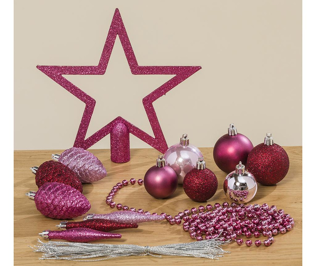 Комплект декорации за елха 50 части Pink Christmas