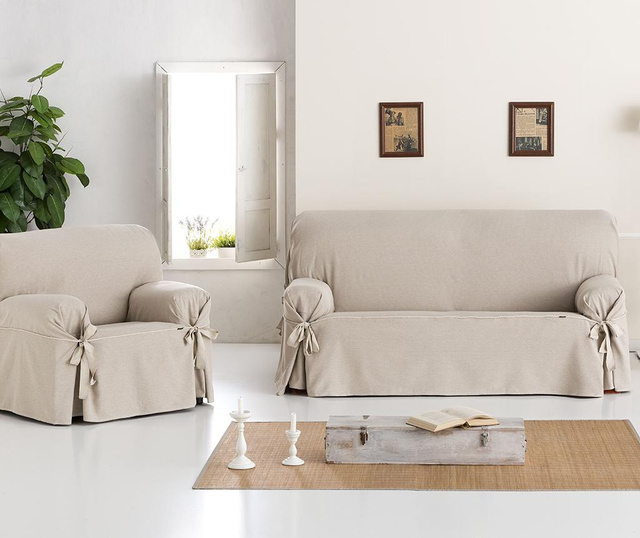 Constanza Linen Bows Állítható kanapé huzat 180x45x50 cm