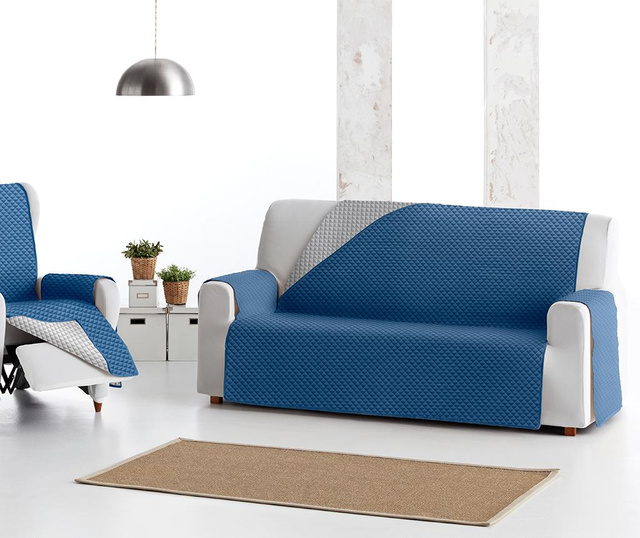Prošivena navlaka za kauč Oslo Reverse Blue & Light Grey 160x80x220 cm