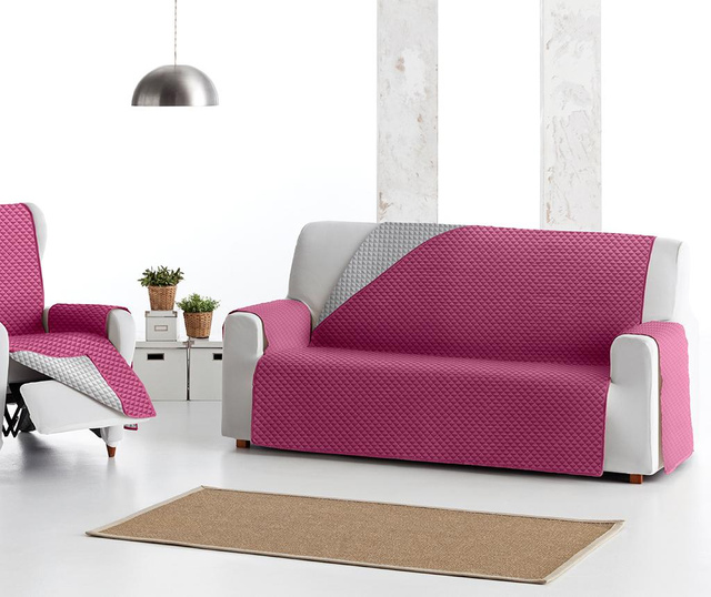 Ватиран калъф за диван Oslo Reverse Fuchsia & Light Grey 190x80x220 cm