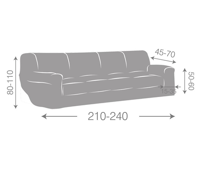 Elastična prevleka za kavč Teide Grey 210-240 cm