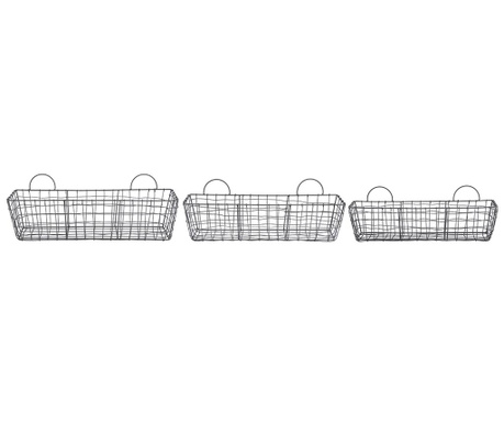 Set 3 cosuri Esschert Design, Wire, 16x59x19 cm, fier cu invelis de zinc