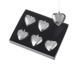 Set 6 decoratiuni suspendabile Silver Hearts