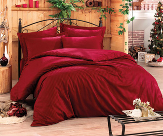 Спално бельо King Satin Stripe  Claret Red Two