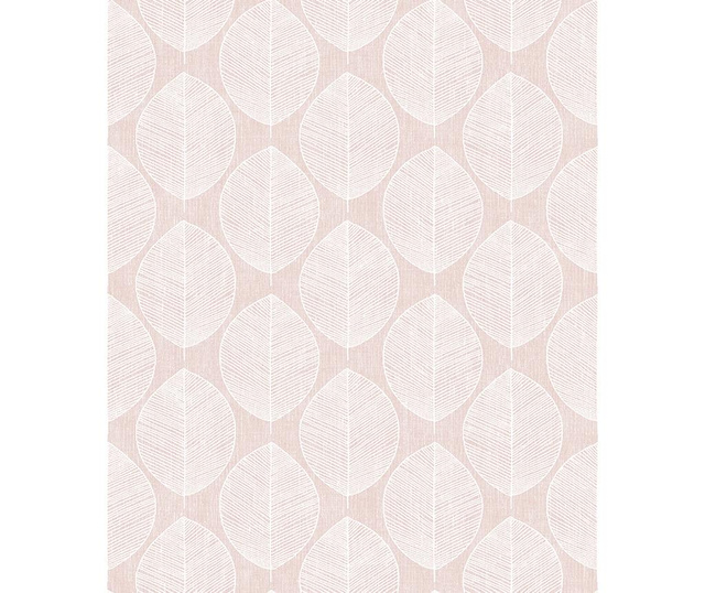 Tapeta Scandi Leaf Pink 53x1005 cm
