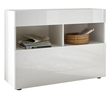 RESIGILAT Bufet inferior Tft Home Furniture, Akira White, PAL melaminat cu finisaj lucios antizgarieturi, 111x42x82 cm, alb
