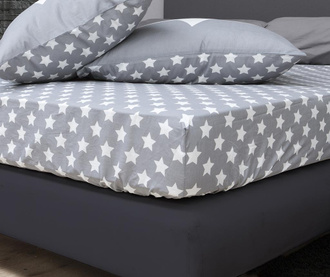 Cearsaf de pat cu elastic Stars Grey 160x200 cm