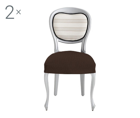 Set 2 huse elastice pentru scaun Eysa, Ulises Brown, poliester, bumbac, 40x40 cm, maro