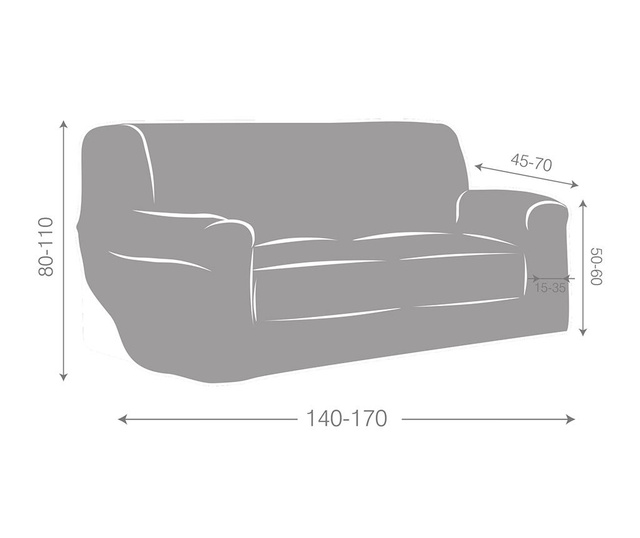 Elastična prevleka za kavč Ulises Grey 140x45x50 cm