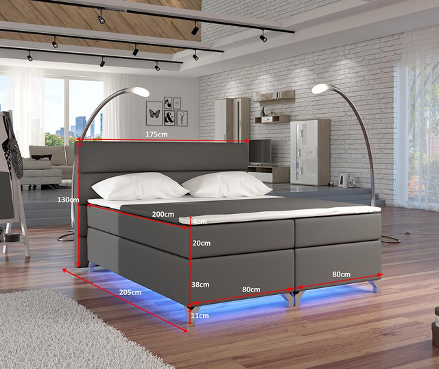 Boxspring krevet s LED svjetlom Basilio Beige 160x200 cm