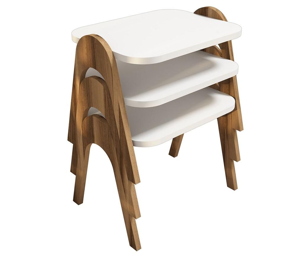 Set de 3 Mese de Cafea Paris Nuc Alb