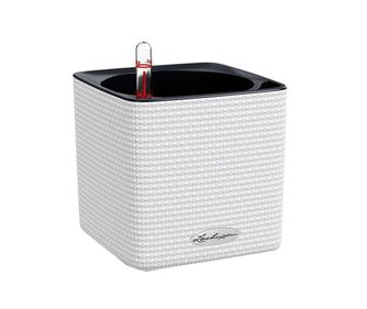 Set - cvetlični lonec z auto-namakalnim sistemom in držalo Cube Colors White