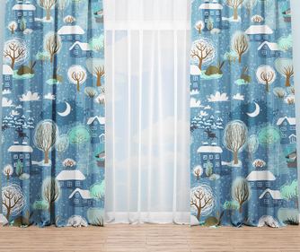 Draperie Oyo Kids, Winter Town Blue, poliester, 140x240 cm