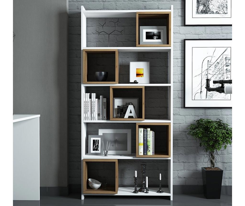 Σετ βιβλιοθήκη και 5 αρθρωτά ράφια Devona White and Walnut Effect
