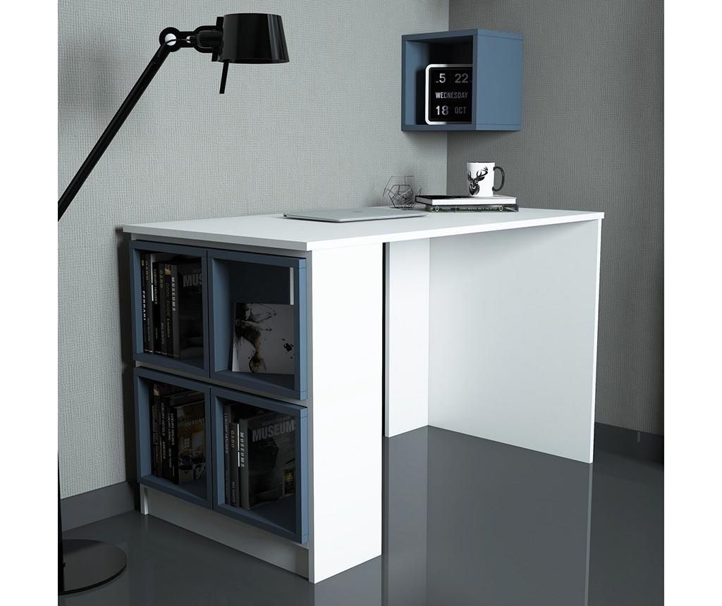 Σετ γραφείο και 5 αρθρωτά ράφια Devona White and Blue