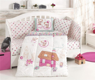 Комплект детско спално бельо и завивка Ranforce Sleepy Cats Pink