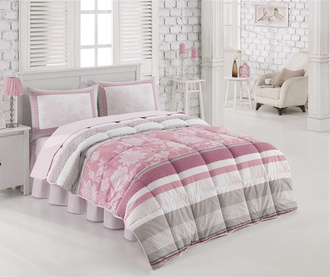 Комплект спално бельо и завивка Single Ranforce Meira Pink