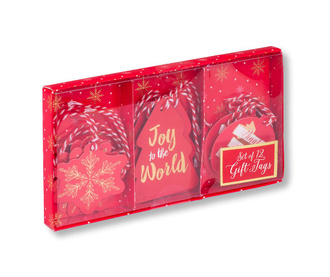 Комплект 12 етикета за подаръчна торбичка Joy to the World