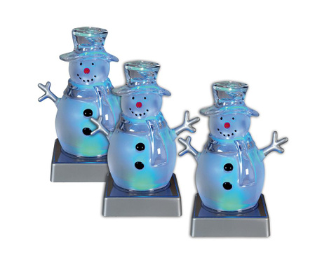 Set 3 decoratiuni luminoase Näve, Smiling Snowmen, plastic acrilic, 8x8x14 cm