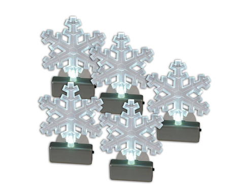 Set 5 svjetlećih ukrasa Snowflakes