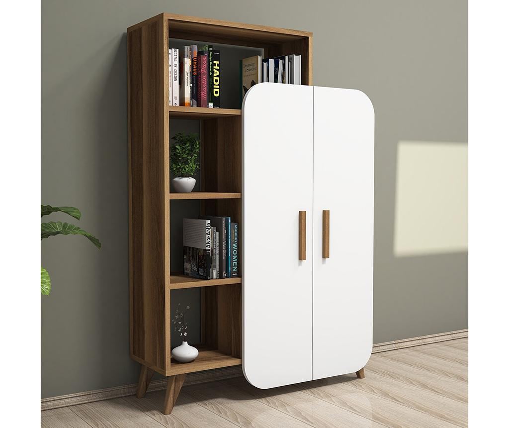Corp biblioteca Hommy Craft, Form  Walnut White, PAL melaminat, 90x32x132 cm, alb - 2