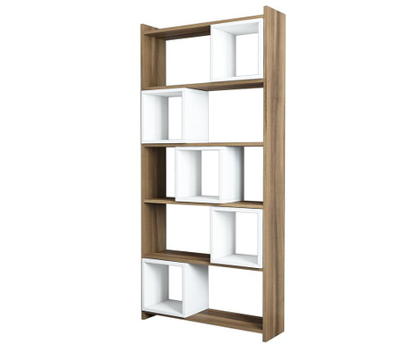 RESIGILAT Corp biblioteca Hommy Craft, Box  Walnut White, PAL melaminat, 80x22x170 cm, alb