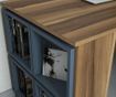 Set birou si 5 rafturi modulare Hommy Craft, Box  Walnut Chalcedony, PAL melaminat, albastru