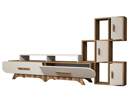 Set - TV komoda in knjižni regal Flora  Walnut Cream