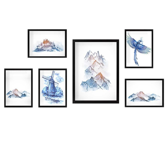 Комплект 6 картини Rural Blue