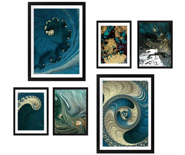 Комплект 6 картини Blue Spirals