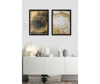 Комплект 2 картини Circles Golden 34x44 см