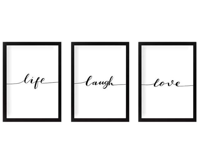 Комплект 3 картини Life Laugh Love 24x29 см
