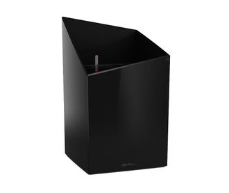 Комплект саксия с напоителна система и поставка Cursivo Black Gloss S