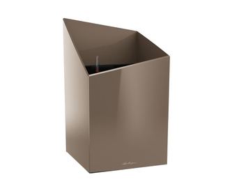 Комплект саксия с напоителна система и поставка Cursivo Taupe Gloss S