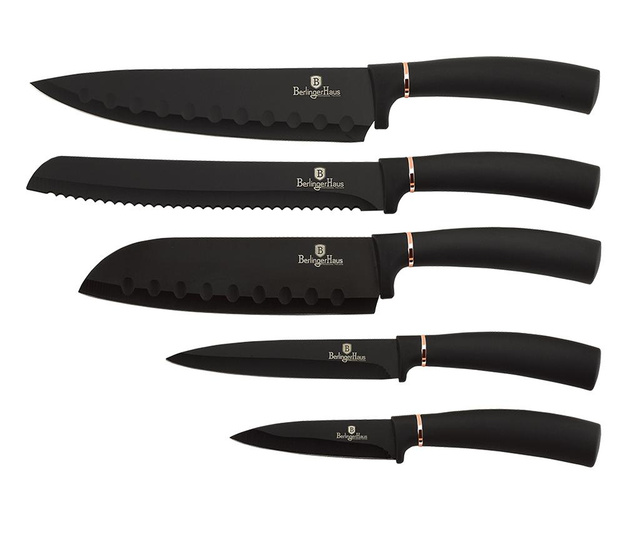 Комплект 5 ножа и поставка Black Rose