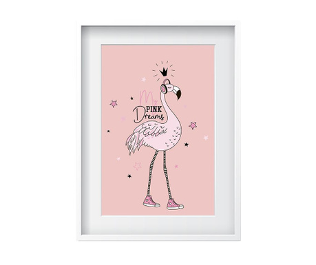 Tablou Oyo Kids, Flamingo Dreams, hartie imprimata, 24x29 cm