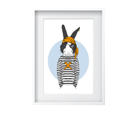 Tablou Oyo Kids, Pirate Rabbit, hartie imprimata, 24x29 cm