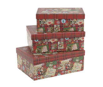 Комплект 3 кутии с капак Santa
