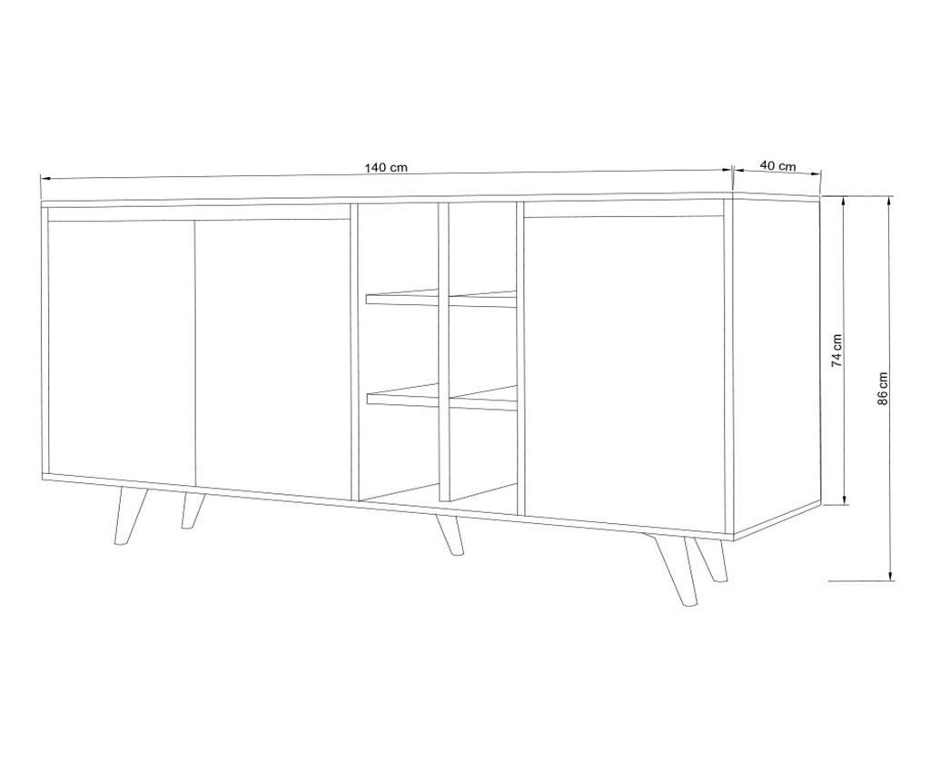 Bufet inferior Mod Design, Kathleen, PAL melaminat, 140x40x86 cm - 4
