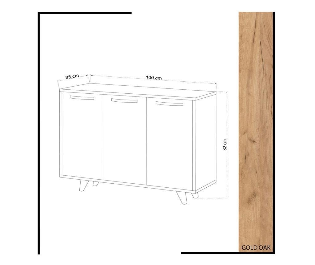 Bufet inferior Mod Design, Dorethea, PAL melaminat, 82x100x35 cm - 3