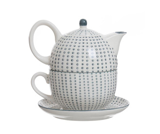 Комплект чайник с чашка и чинийка Dots