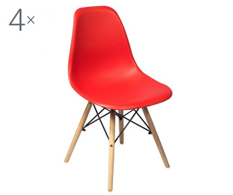 Set 4 scaune Unic Spot, Lunaria Red, rosu, 81x56x47 cm