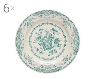 Set 6 farfurii intinse Rosen Garden Turquoise