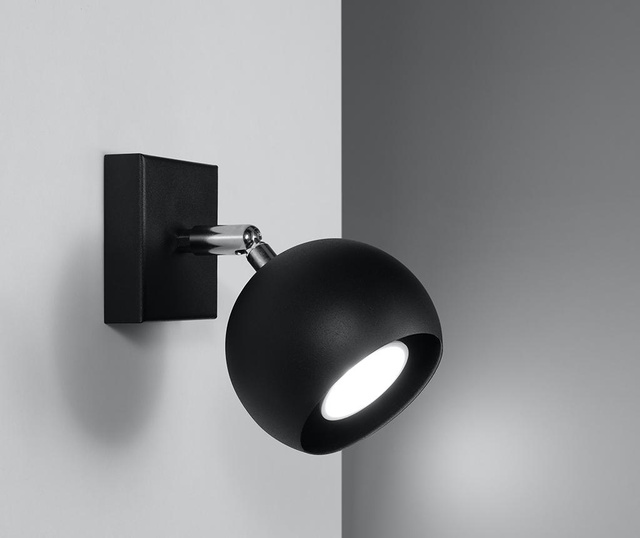 Aplica de perete Nice Lamps, Ollo Black, otel, negru, 10x16x10 cm