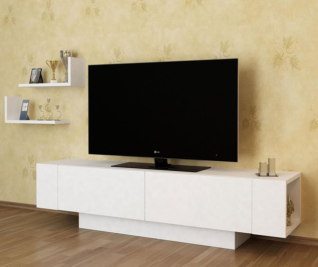 Set - TV komoda in 2 polici Ekol  White