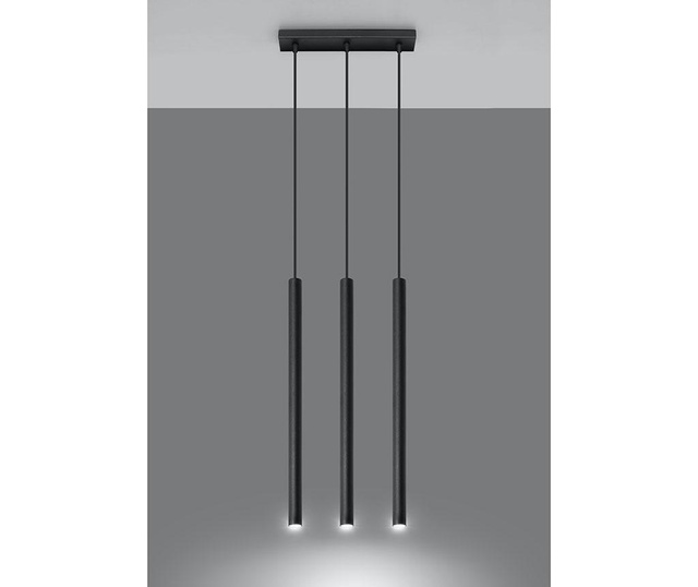 Lustra Nice Lamps, Fideus Three Black, otel, negru, 30x5x90 cm