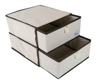 Set 2 cutii tip sertar pentru depozitare si suport Ruth