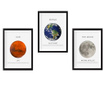 Комплект 3 картини Sun Moon Earth 34x44 см