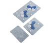 Set 3 covorase de baie Alessia, Butterfly Blue, fibre acrilice antibacteriene, albastru