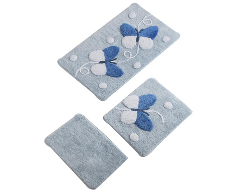 Zestaw 3 dywaników łazienkowych Butterfly Blue